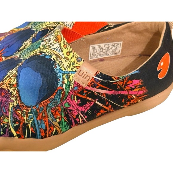 UIN Toledo I Colorful Skull Canvas Art Slip Ons Women 9 EU 40.5 Travel Shoes - Picture 7 of 11